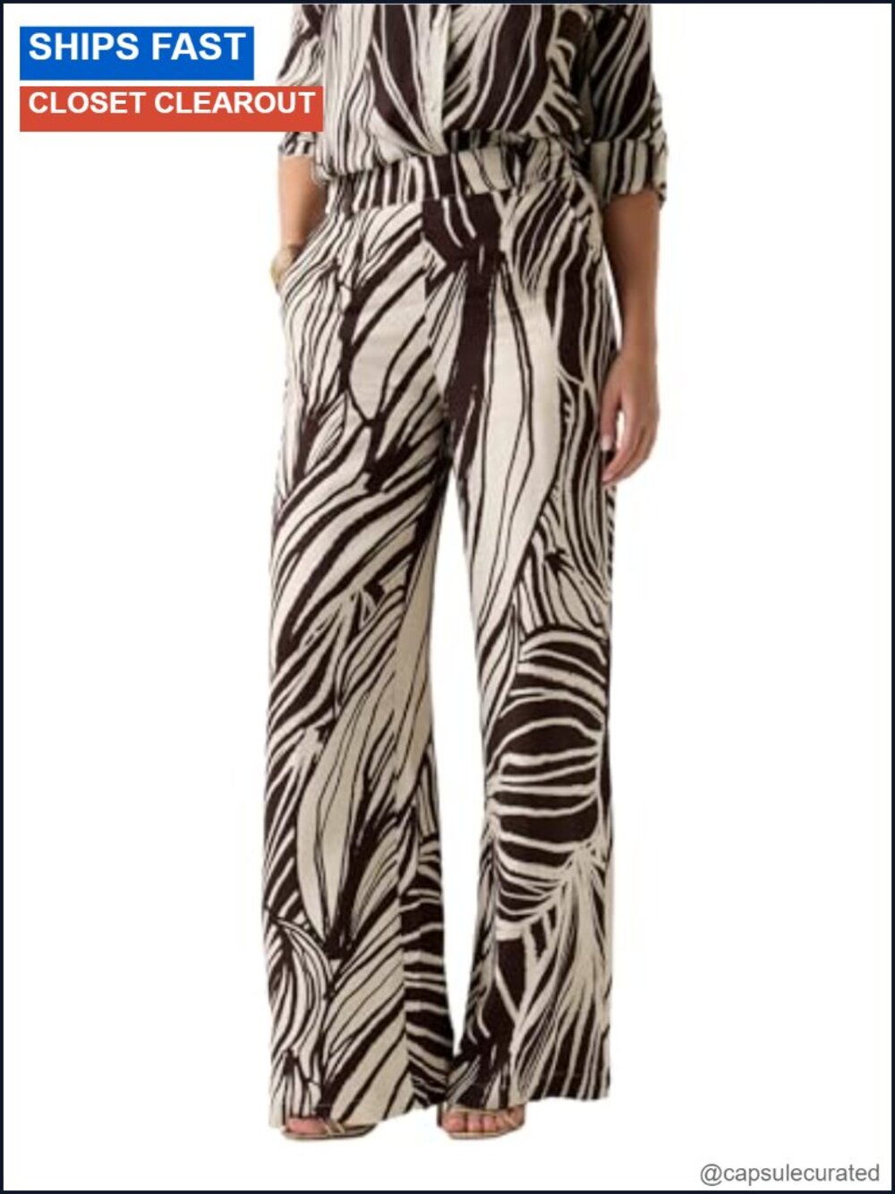 Viscose Wide Leg High Rise Pants Relaxed Resort Casual